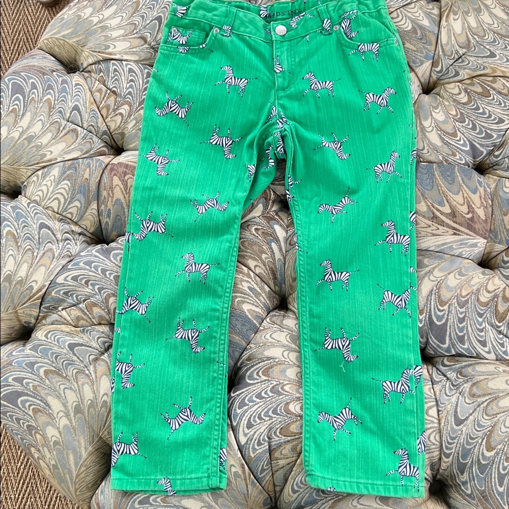 Lands’End Zebra Print Girls Pencil Capri Pants size 12